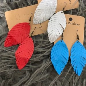 Leather feather earrings! All three for $15
